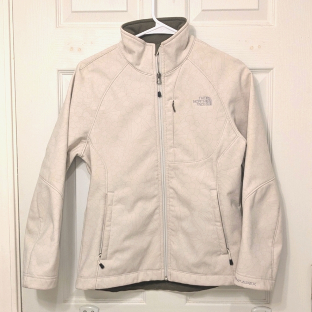 The North Face Cream Floral Apex Bionic Softshell Jacket Size S